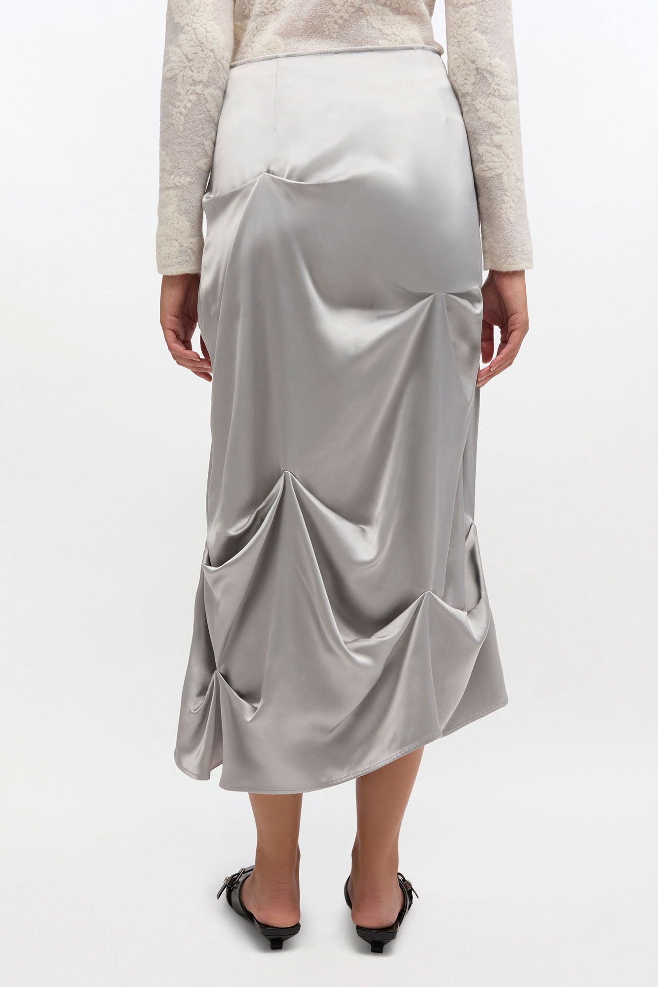 GREY DRAPED SKIRT - 4