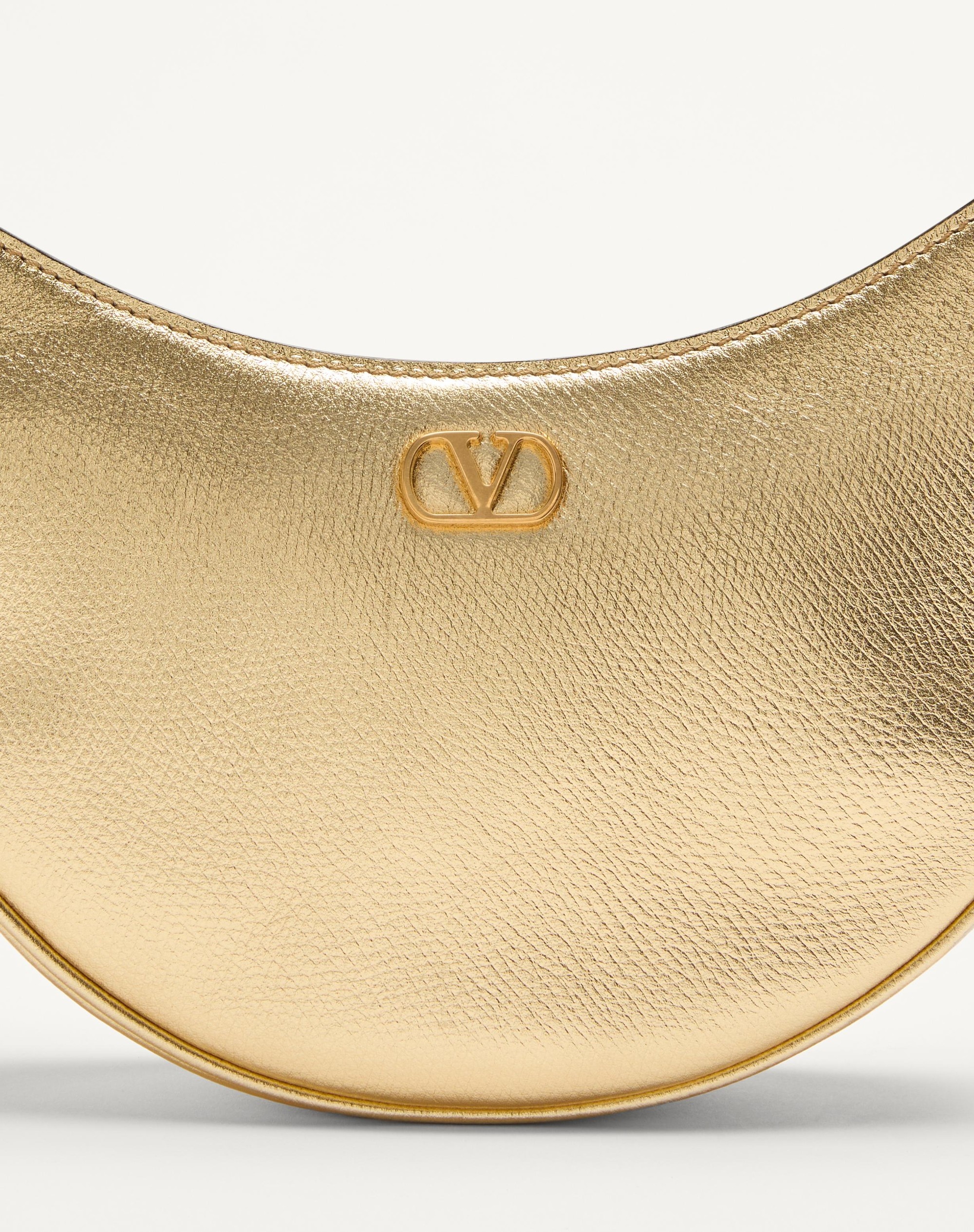 VLOGO SIGNATURE MINI HOBO BAG IN LAMINATED GRAINY CALFSKIN - 8