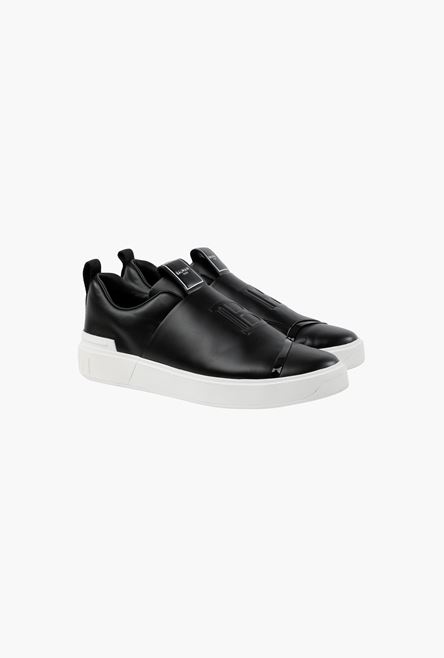 Smooth black and white leather B-Court Easy sneakers with embossed black Balmain monogram - 2