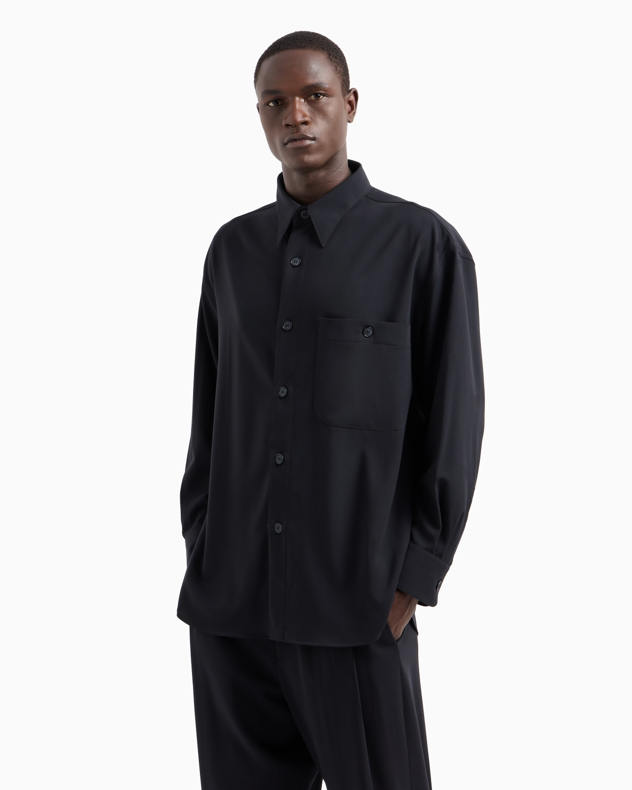 LOOSE-FIT VIRGIN WOOL CRÊPE SHIRT - 4