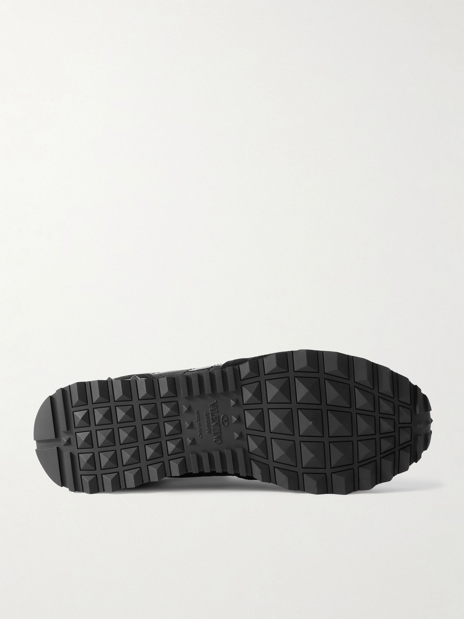 Rockrunner Studded Leather, Suede and Canvas Sneakers Black - 3