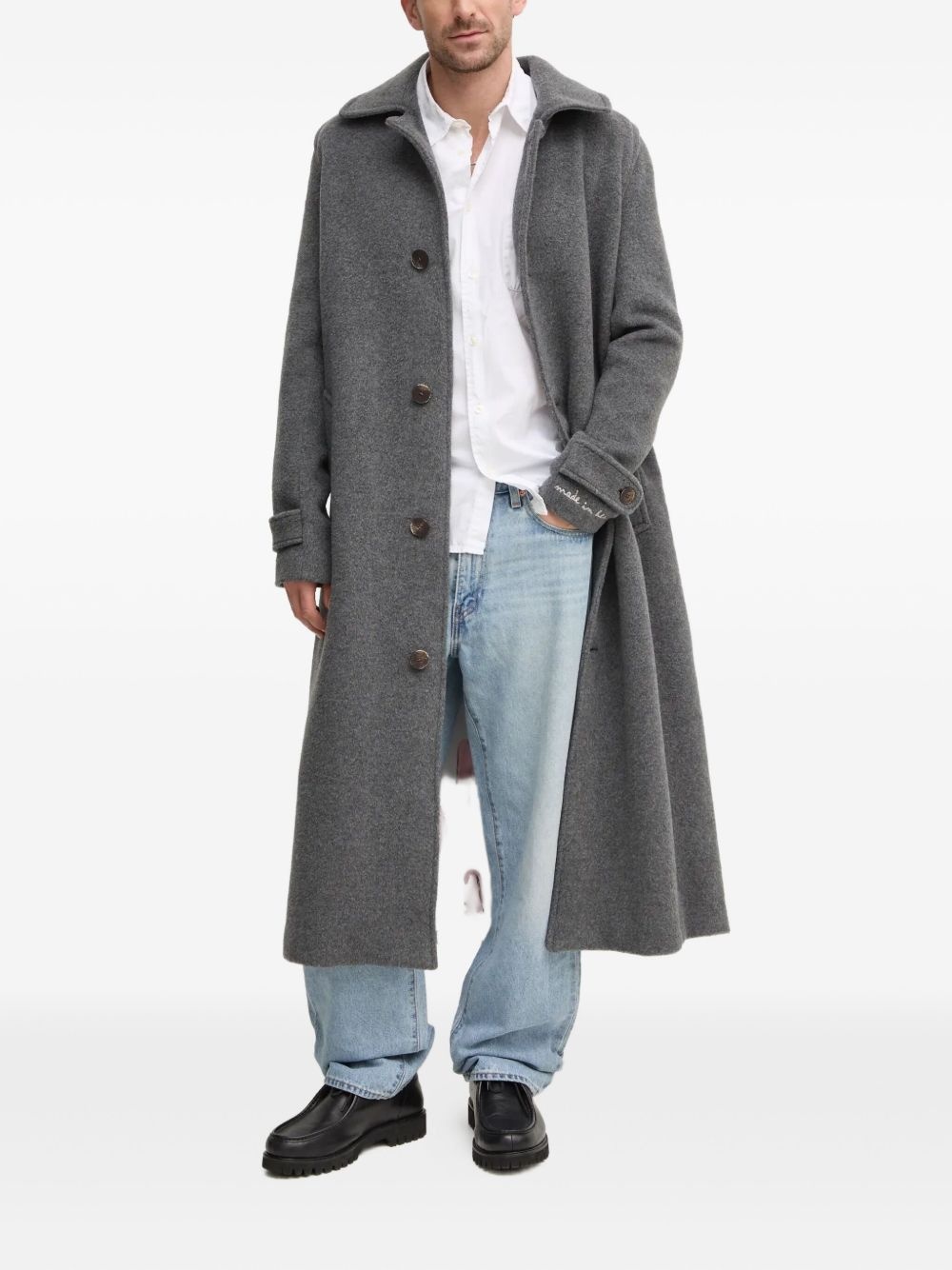 button-fastening front pockets coat - 5