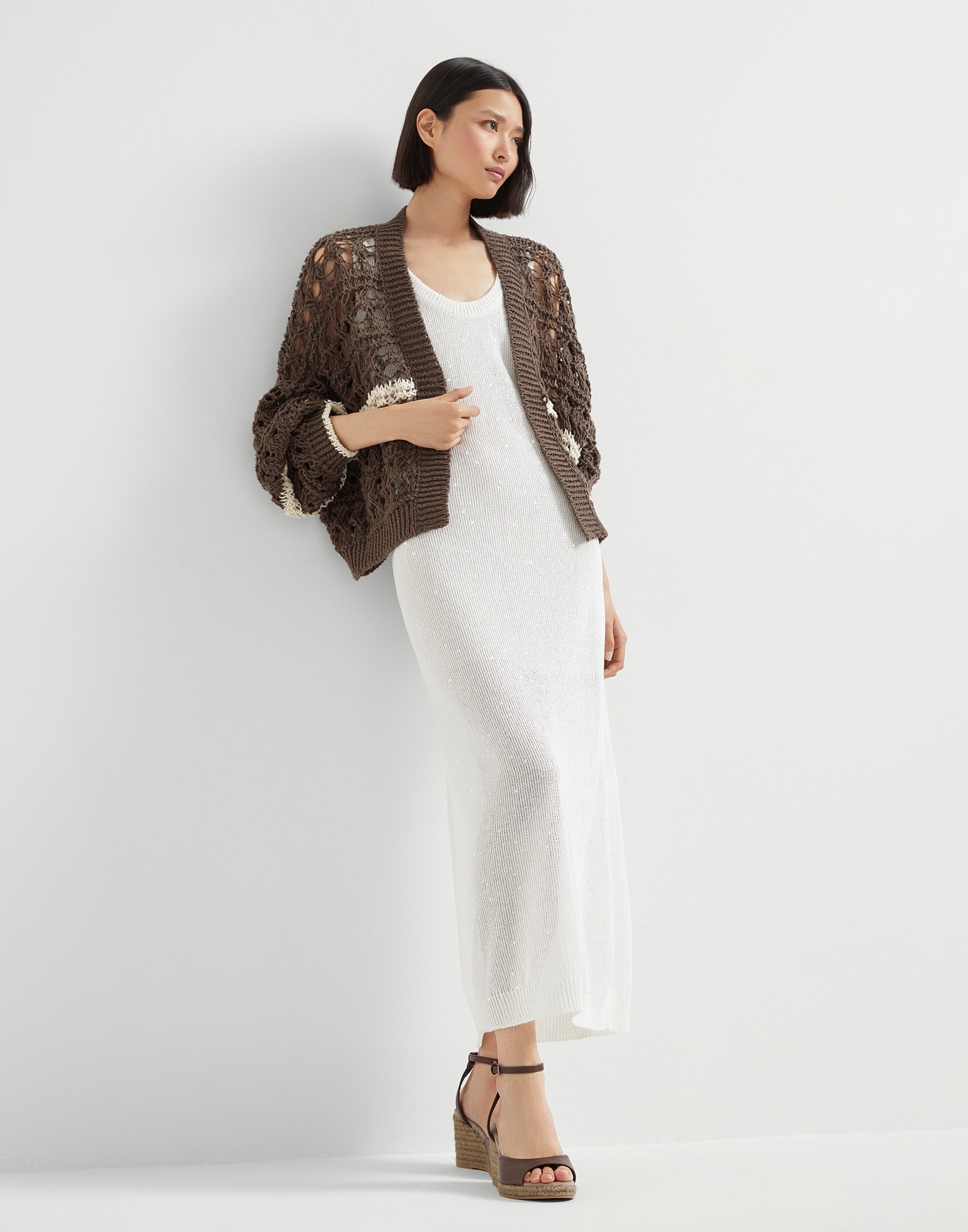Linen and silk Diamond yarn knit dress - 4