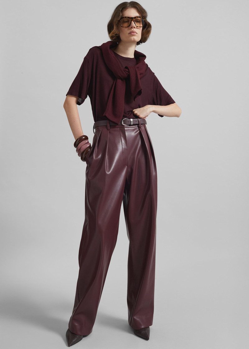 Helsinki Faux Leather Pants - Burgundy 8