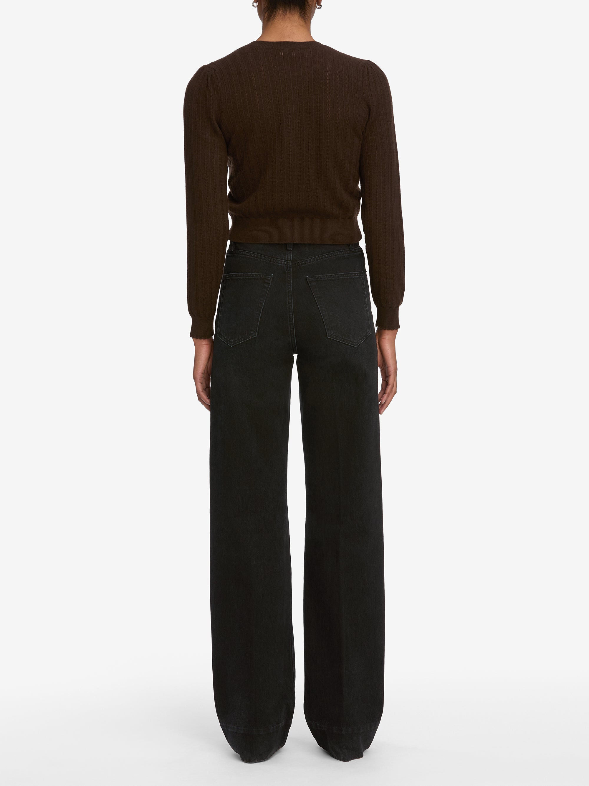 The Ladder Pointelle Cardi in Coffee - 6
