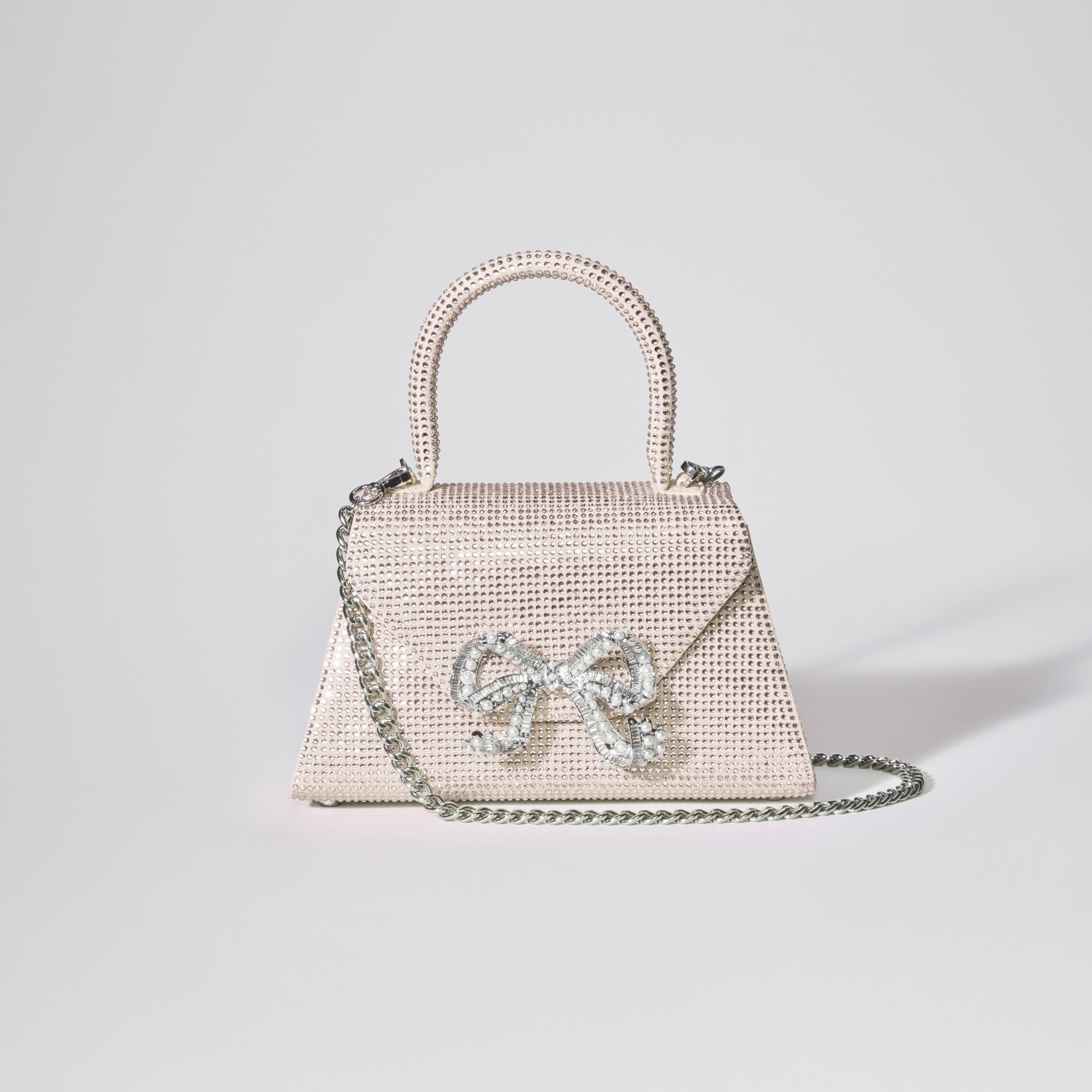 Champagne Rhinestone Bow Envelope Mini Bag - 5