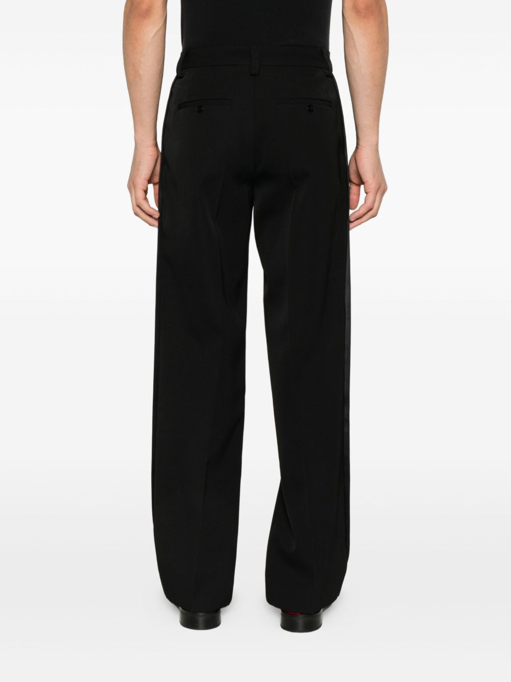 pleated side-stripe trousers - 4