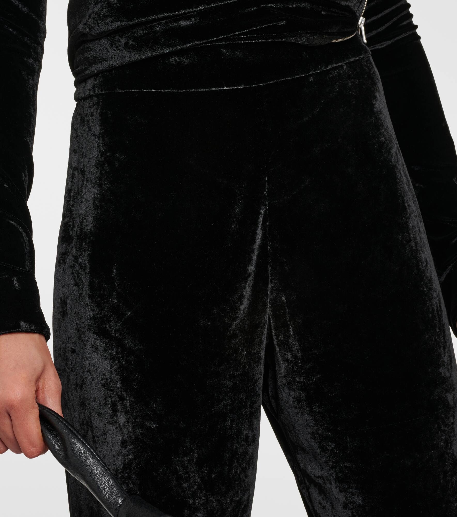 High-rise velvet wide-leg pants - 4
