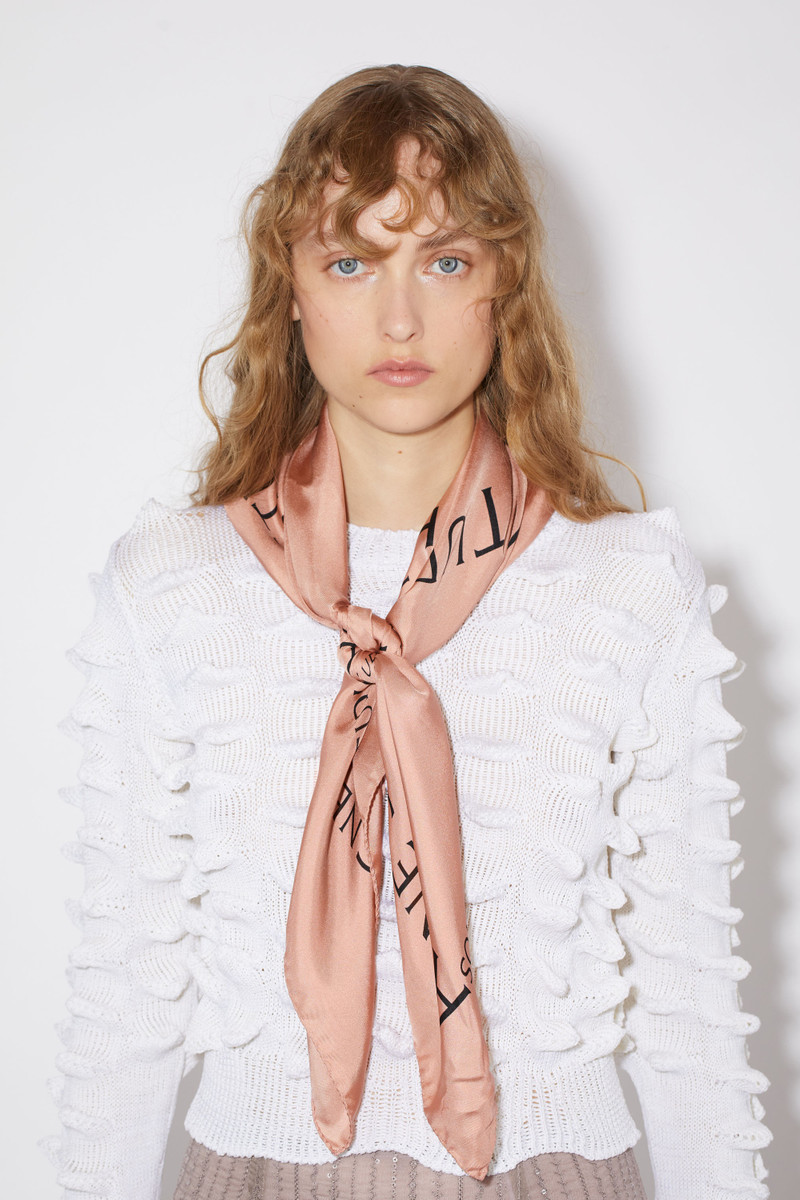 Acne Studios Silk logo scarf - medium - Dusty pink outlook