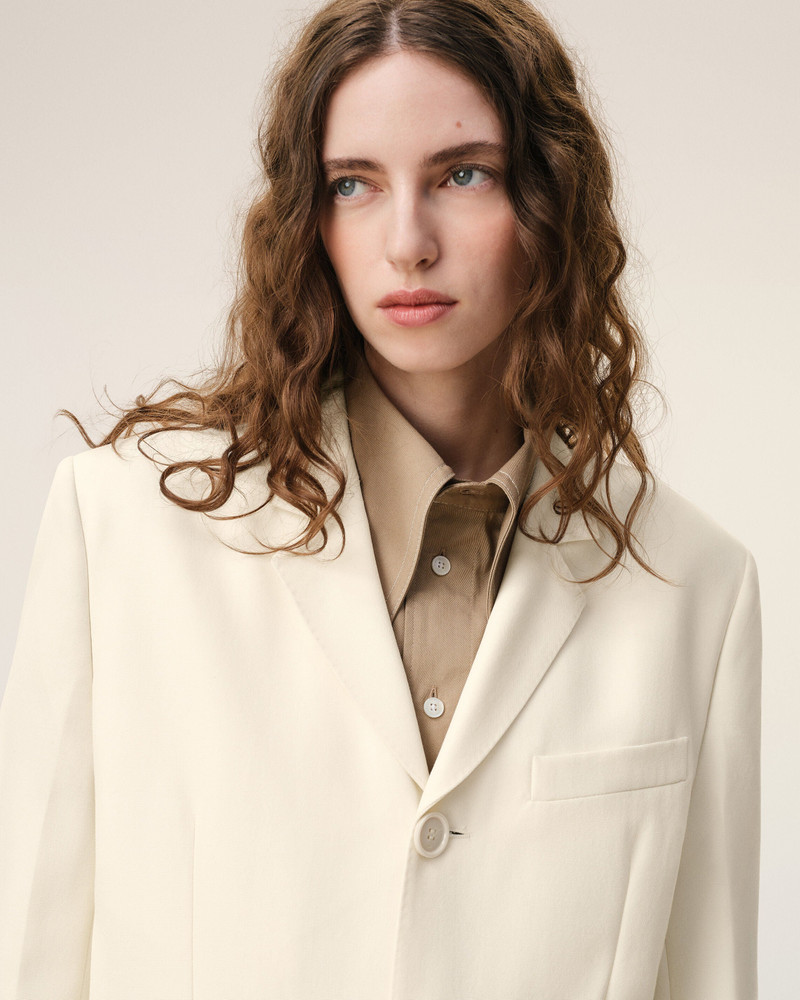 WHITE NEW WOOL STRAIGHT SIMPLE BREASTED COAT 4