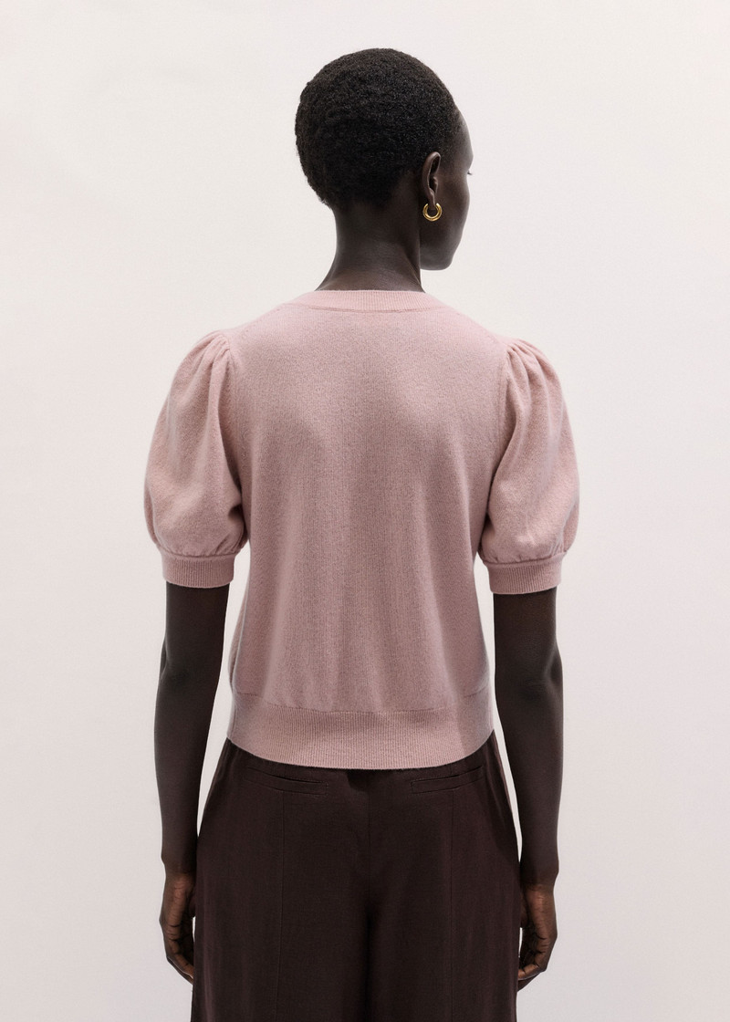 Pouf Sleeve Cashmere Button Through Tee 4