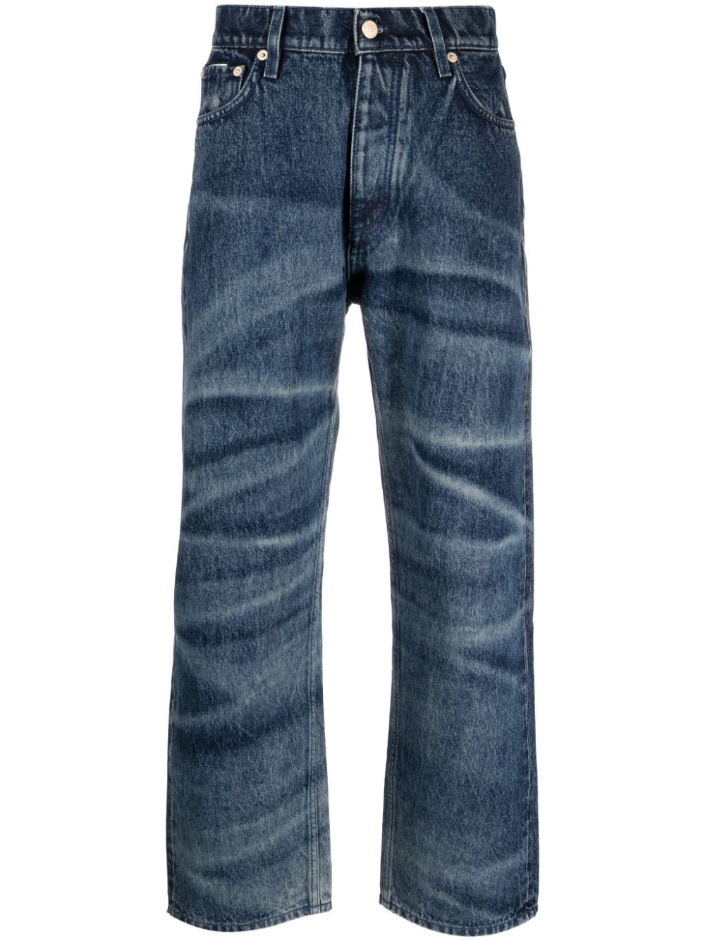 logo-patch cotton wide-leg jeans - 1