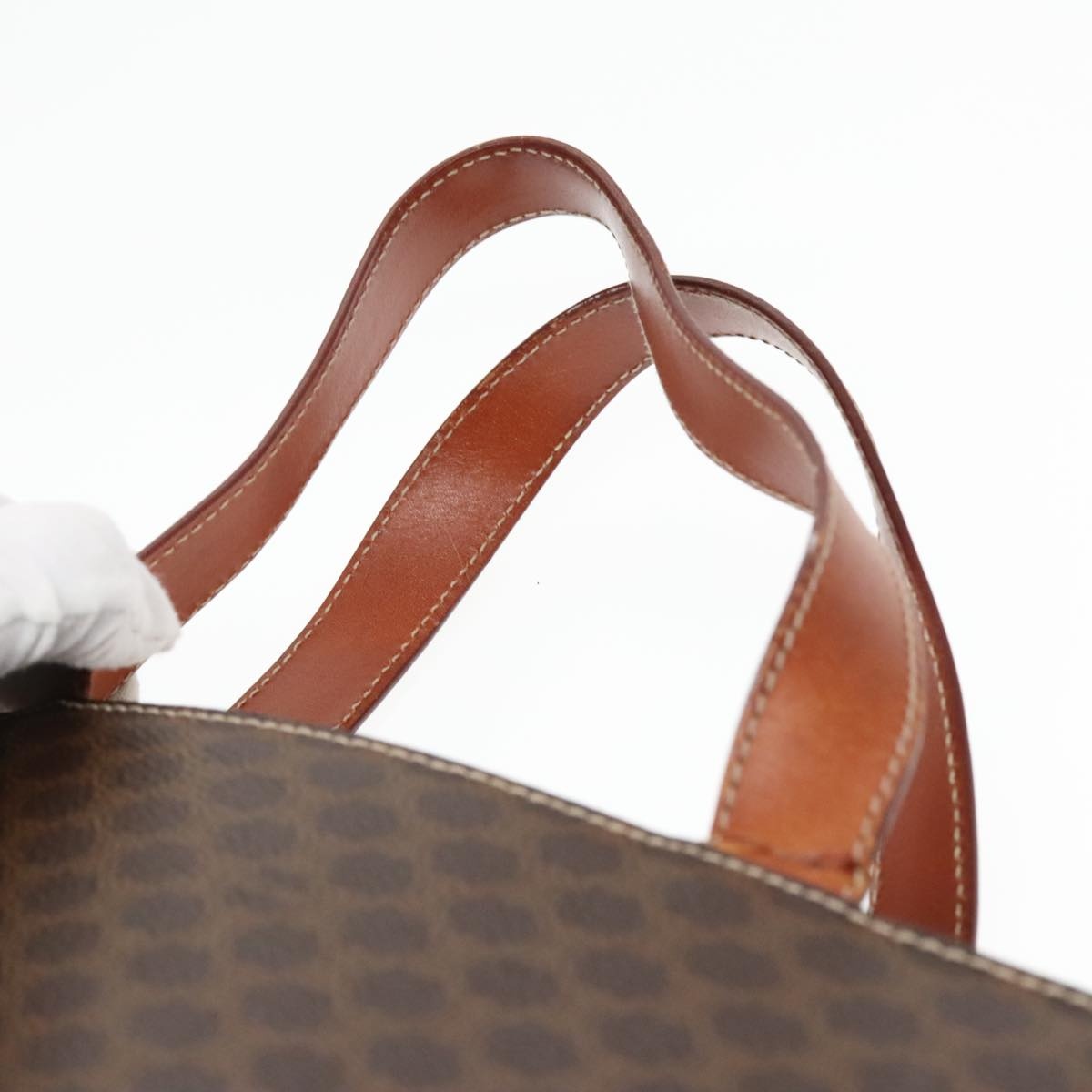 CELINE Macadam Canvas Hand Bag Pvc Leather Brown Gold - 8
