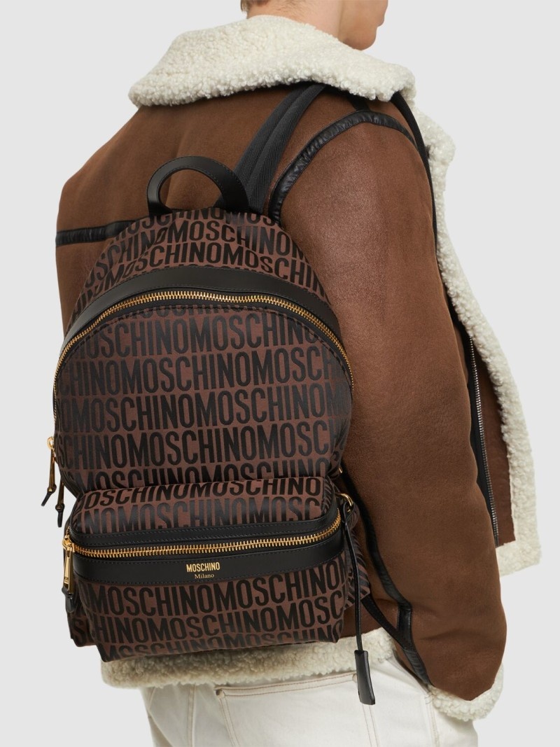 Moschino logo nylon jacquard backpack - 2