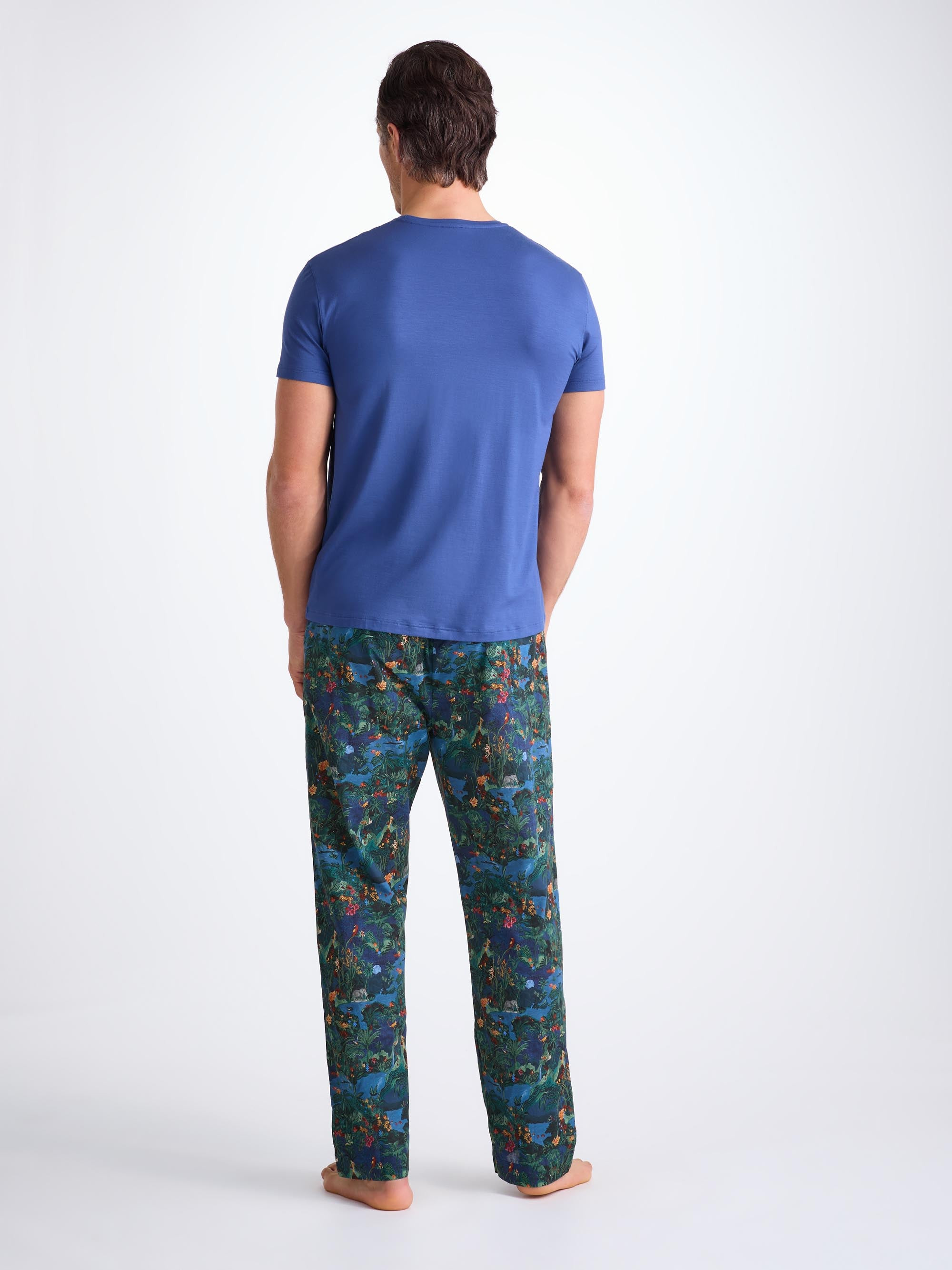 Men's Lounge Pants Cotton Batiste Multi Midnight Jungle Print - 4