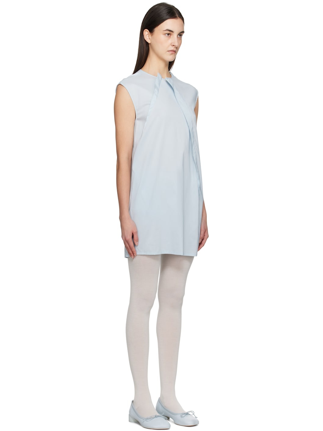 Blue Shirting Darting Minidress - 2