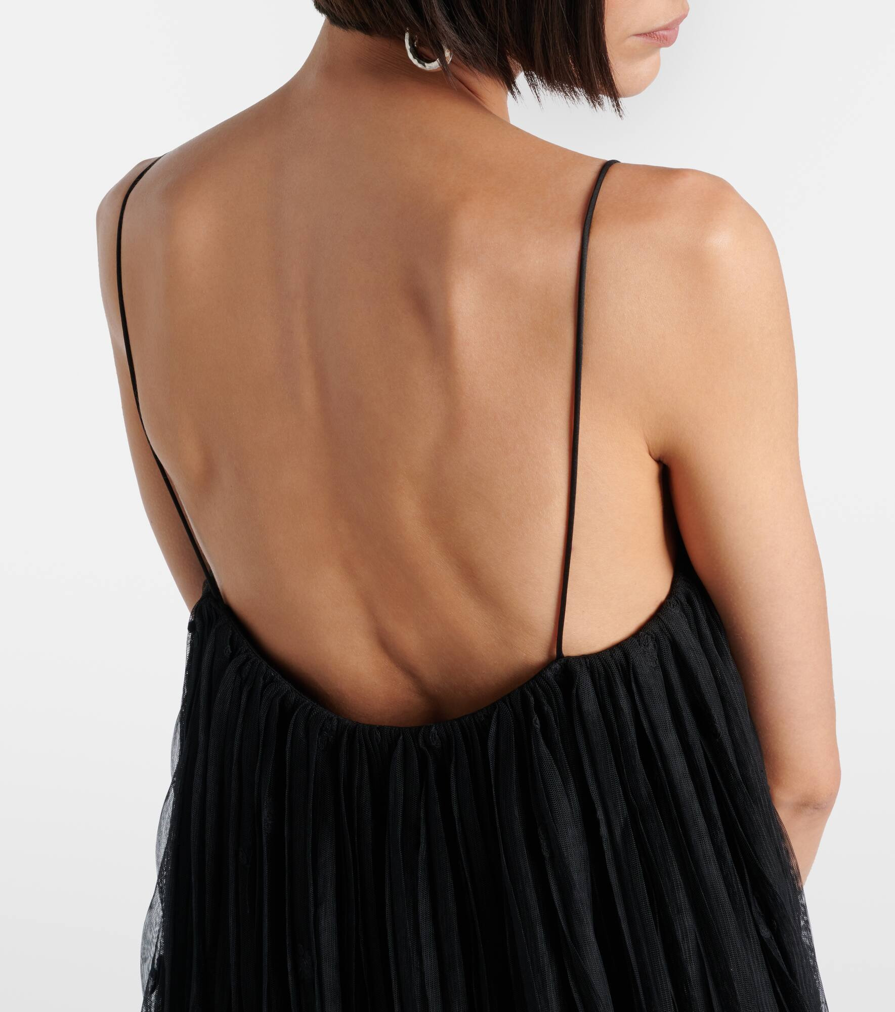 Embroidered floral tulle maxi dress - 5