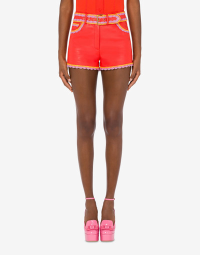 Moschino CROCHET DETAILS NAPPA LEATHER SHORTS outlook