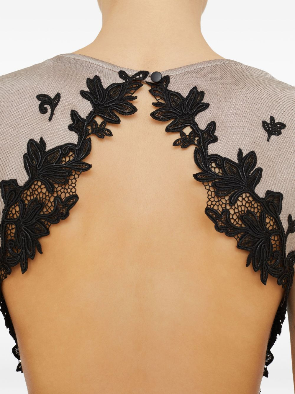Hibiscus embroidered-lace-insert midi dress - 5