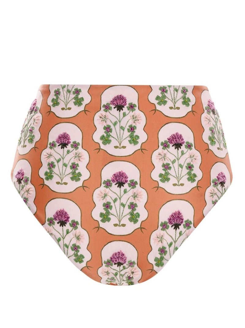 Agua by Agua Bendita Magenta TrÃ©bol embroidered bikini bottoms outlook