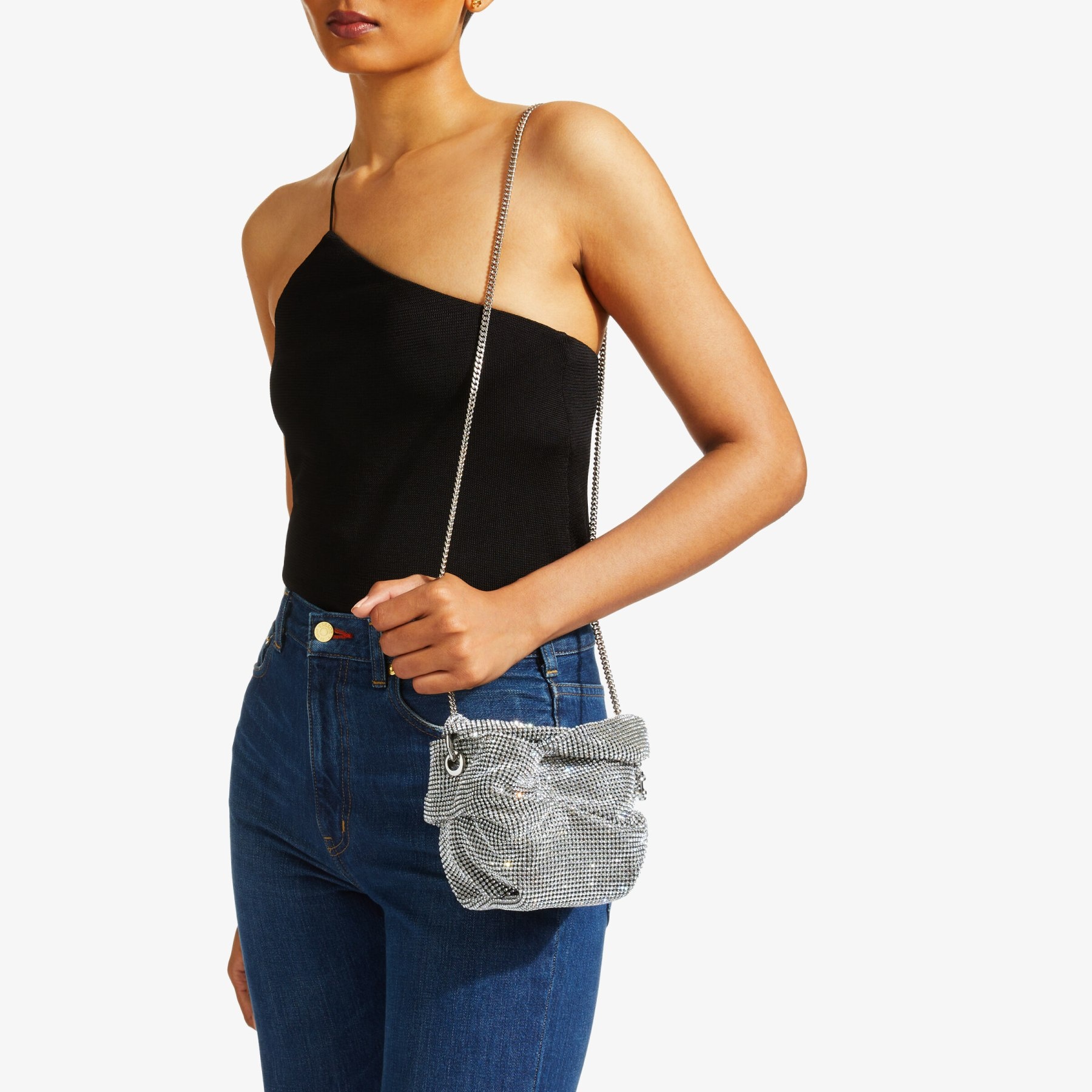 Bonny
Silver Satin and Crystal Mesh Bag with Twisted Handle - 2