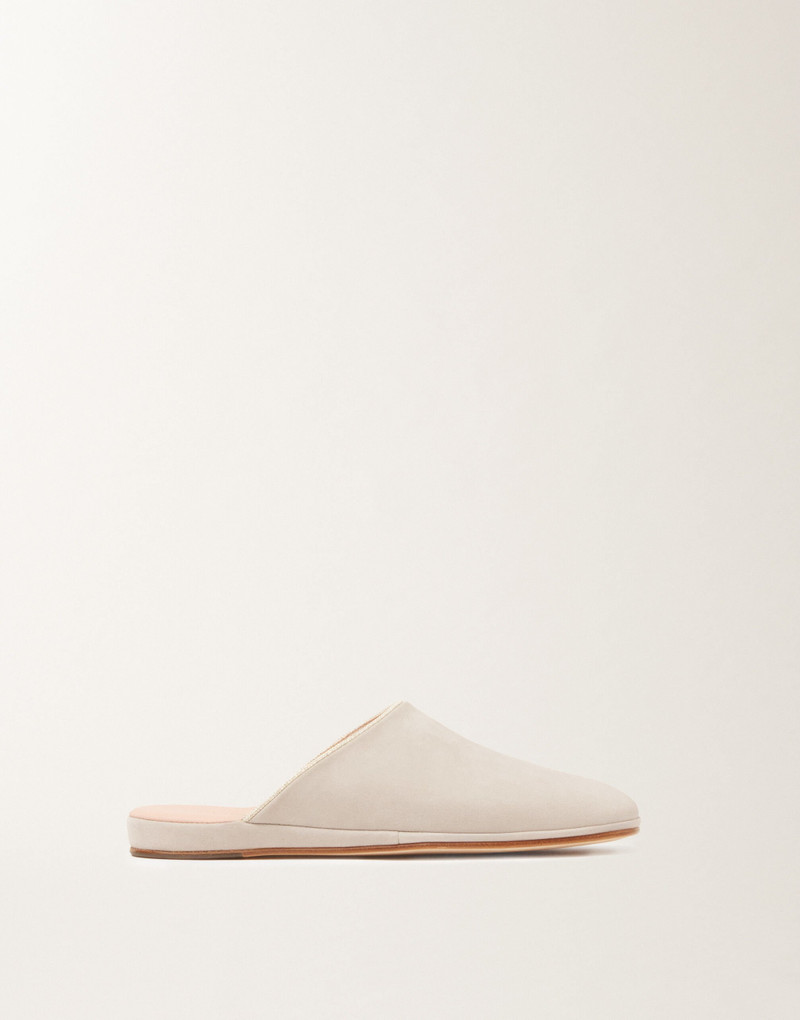 Suede slippers in ice grey 1