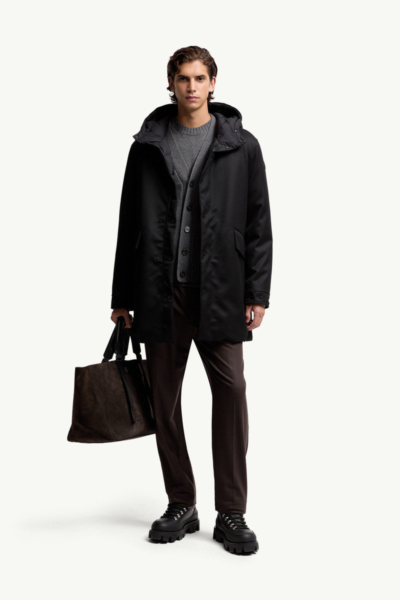 Moncler Merri Reversibe Wool Hooded Long Down Jacket outlook