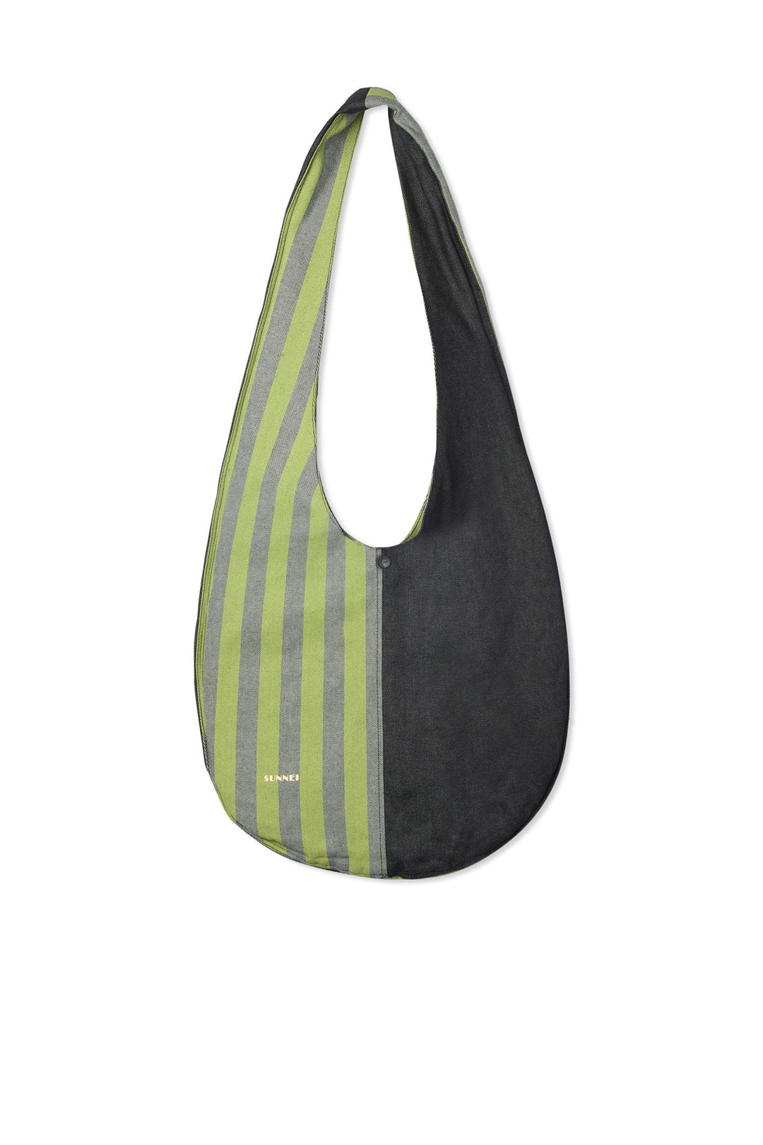 REVERSIBLE UFO BAG / denim / green stripes - 2