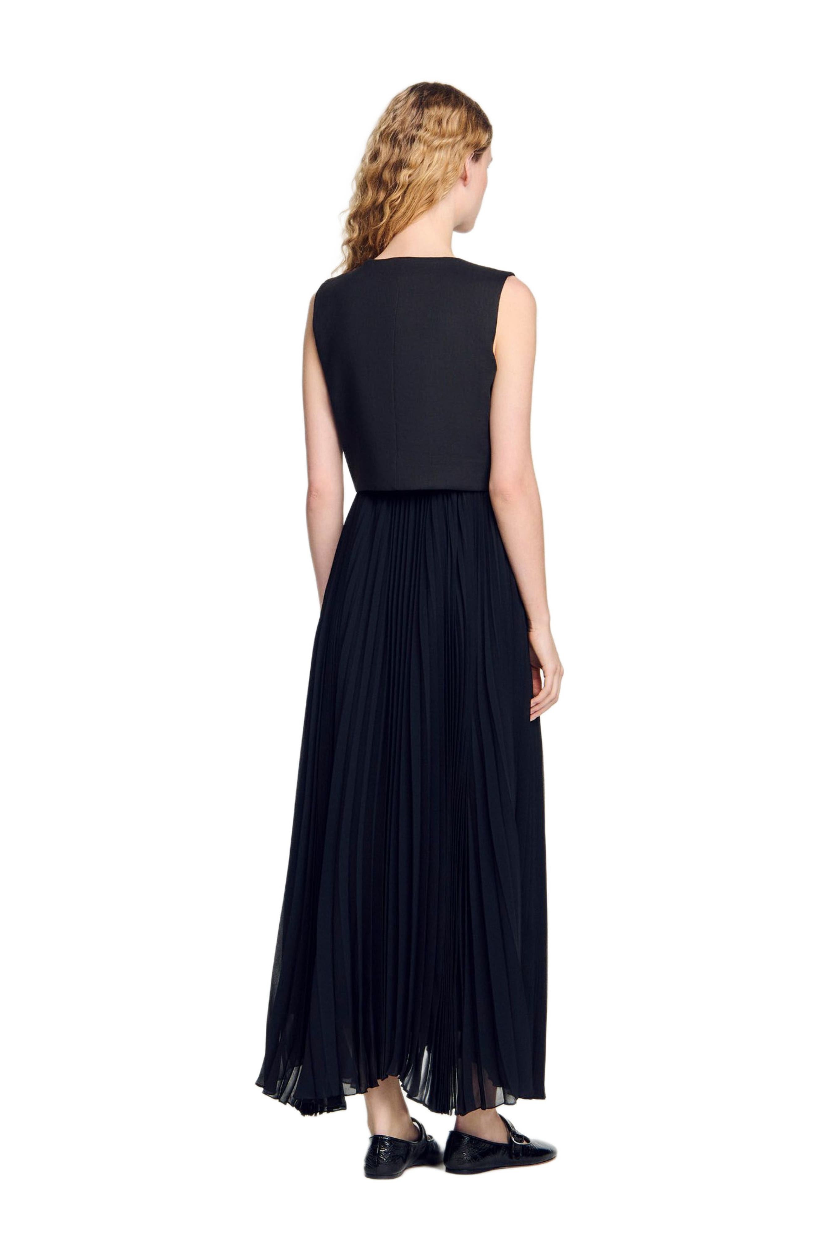 SANDRO Pleated maxi dress in Black at Nordstrom - 2