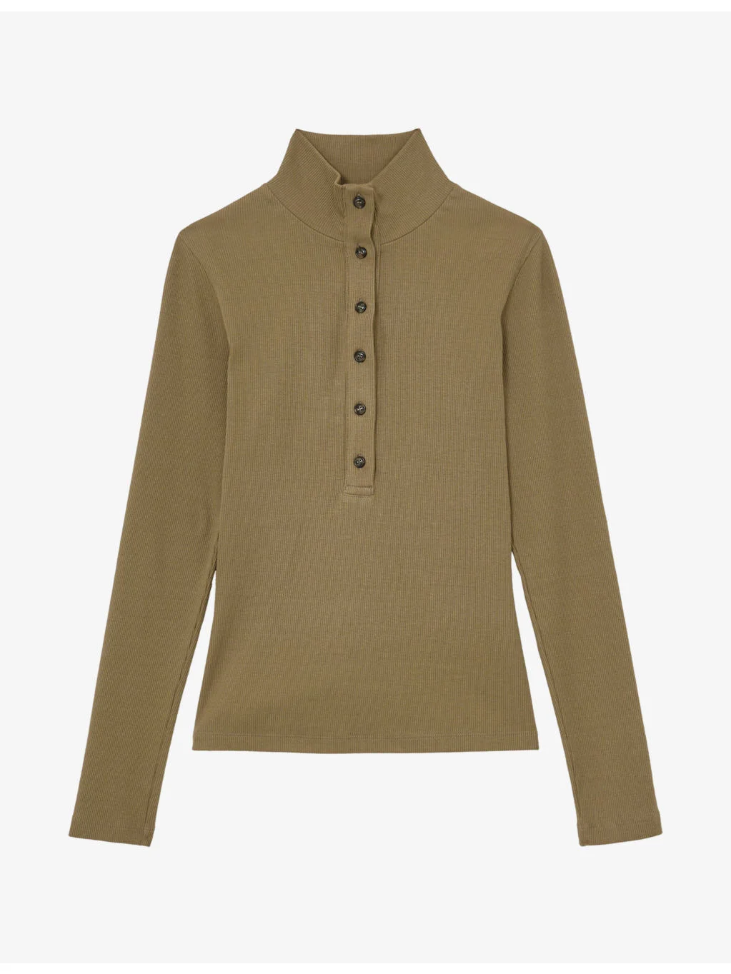 Ida Funnel-Neck Stretch-Cotton Top - 1