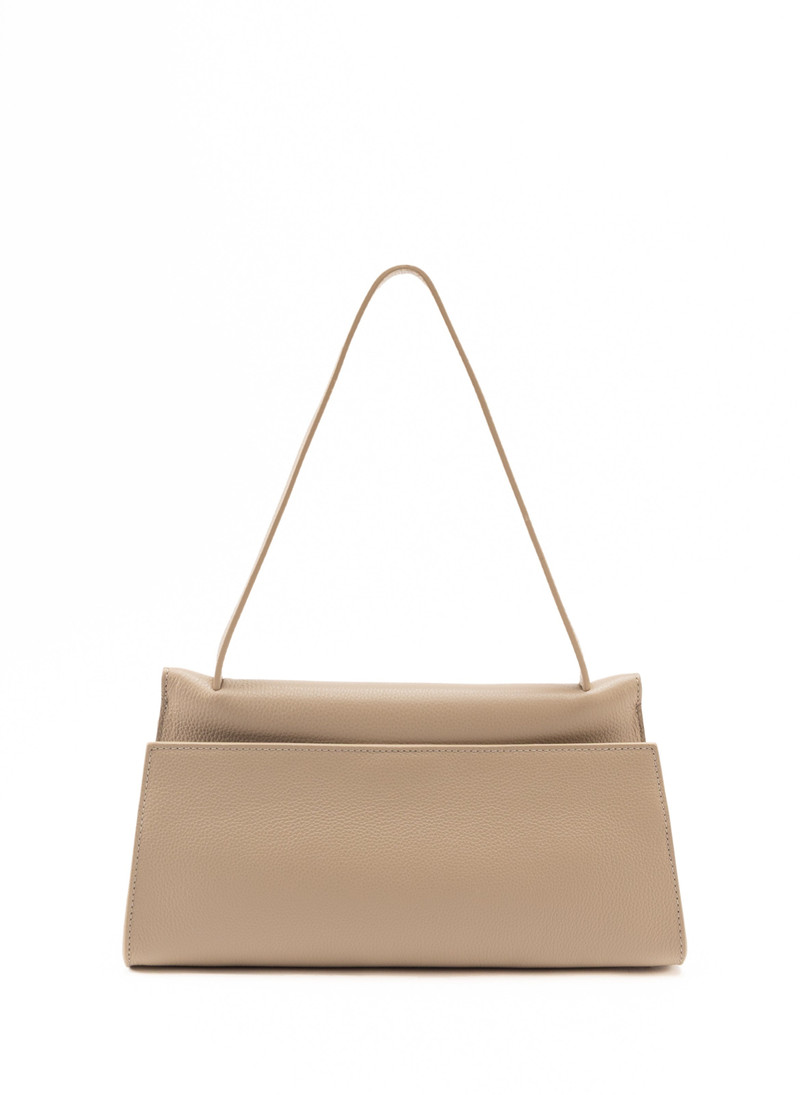 Long Papillon Pebbled Leather Taupe 1