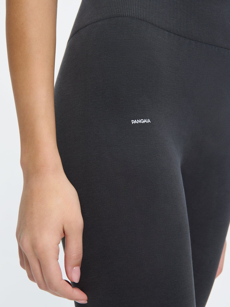 Womens Cotton-Stretch Leggings - Smoked Black 4