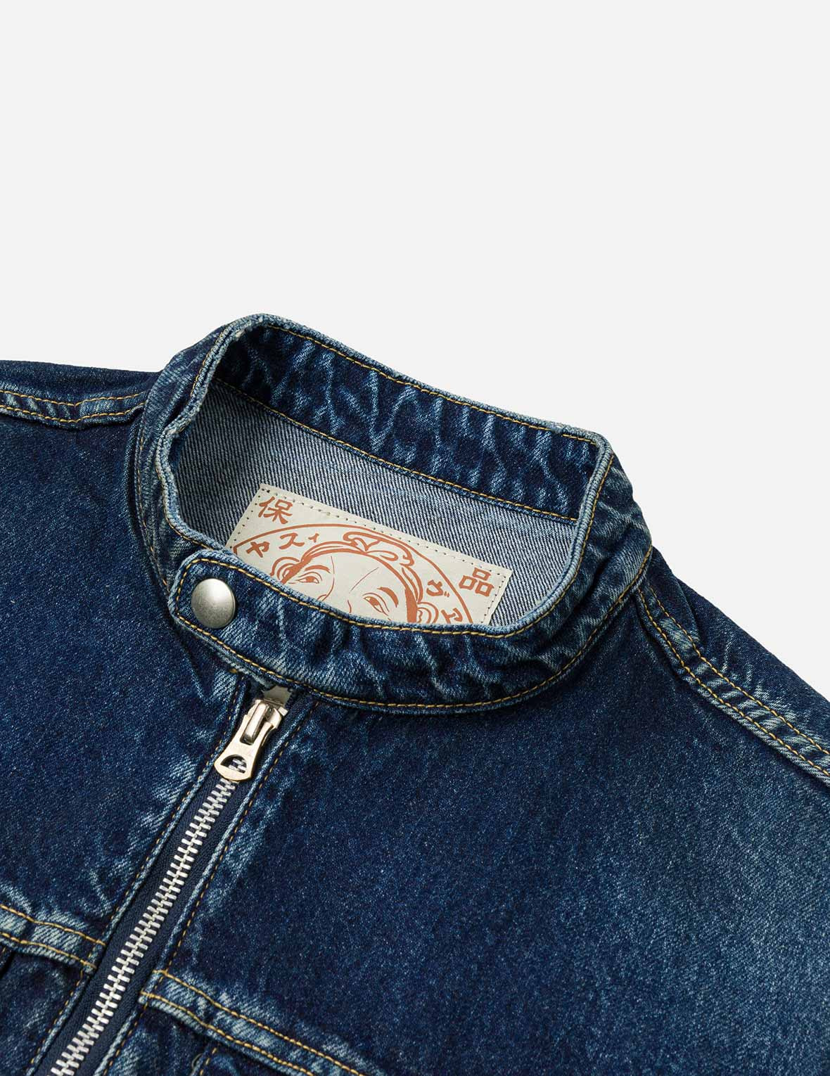 Seagull Embroidery Regular Fit Denim Rider Jacket - 8