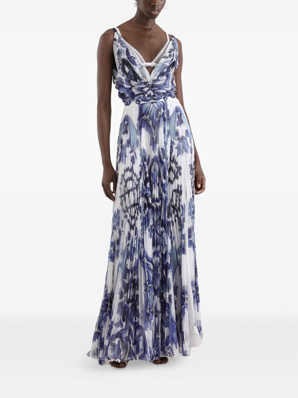 pleated print dress - 2