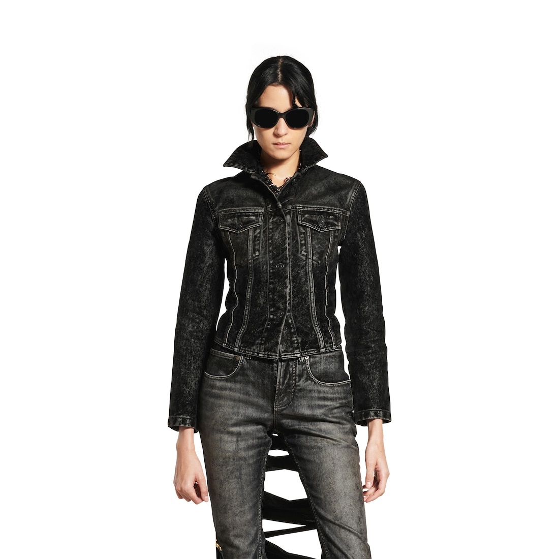 Women's Lace-up Jacket in Black - 5
