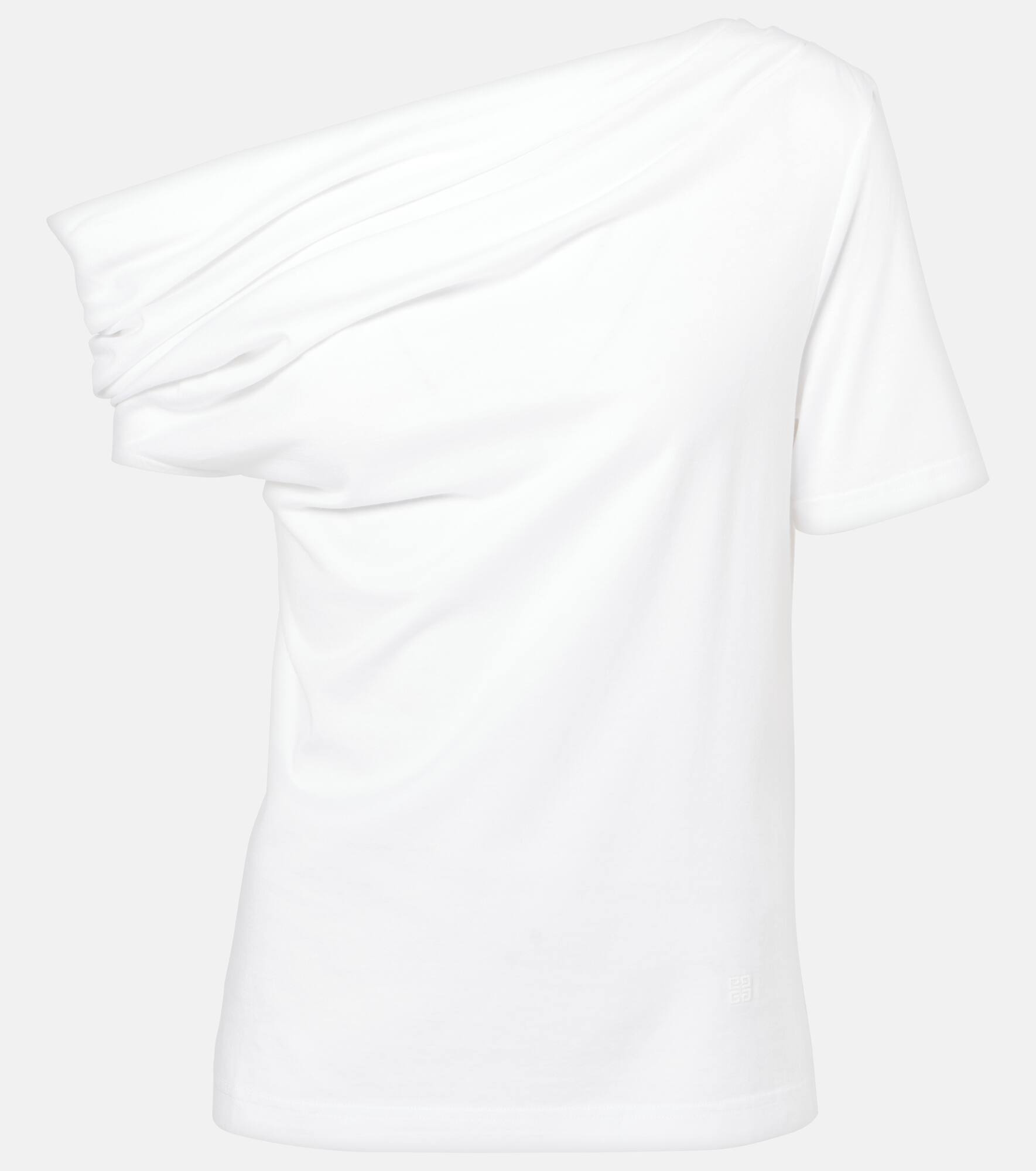 Draped one-shoulder cotton T-shirt - 1