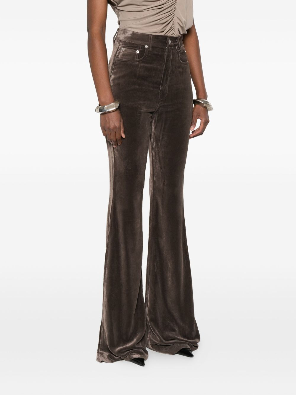velvet flared trousers - 3