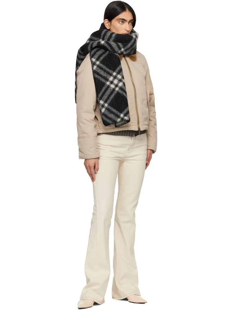 Burberry Beige Shearling Collar Gabardine Down Bomber Jacket outlook