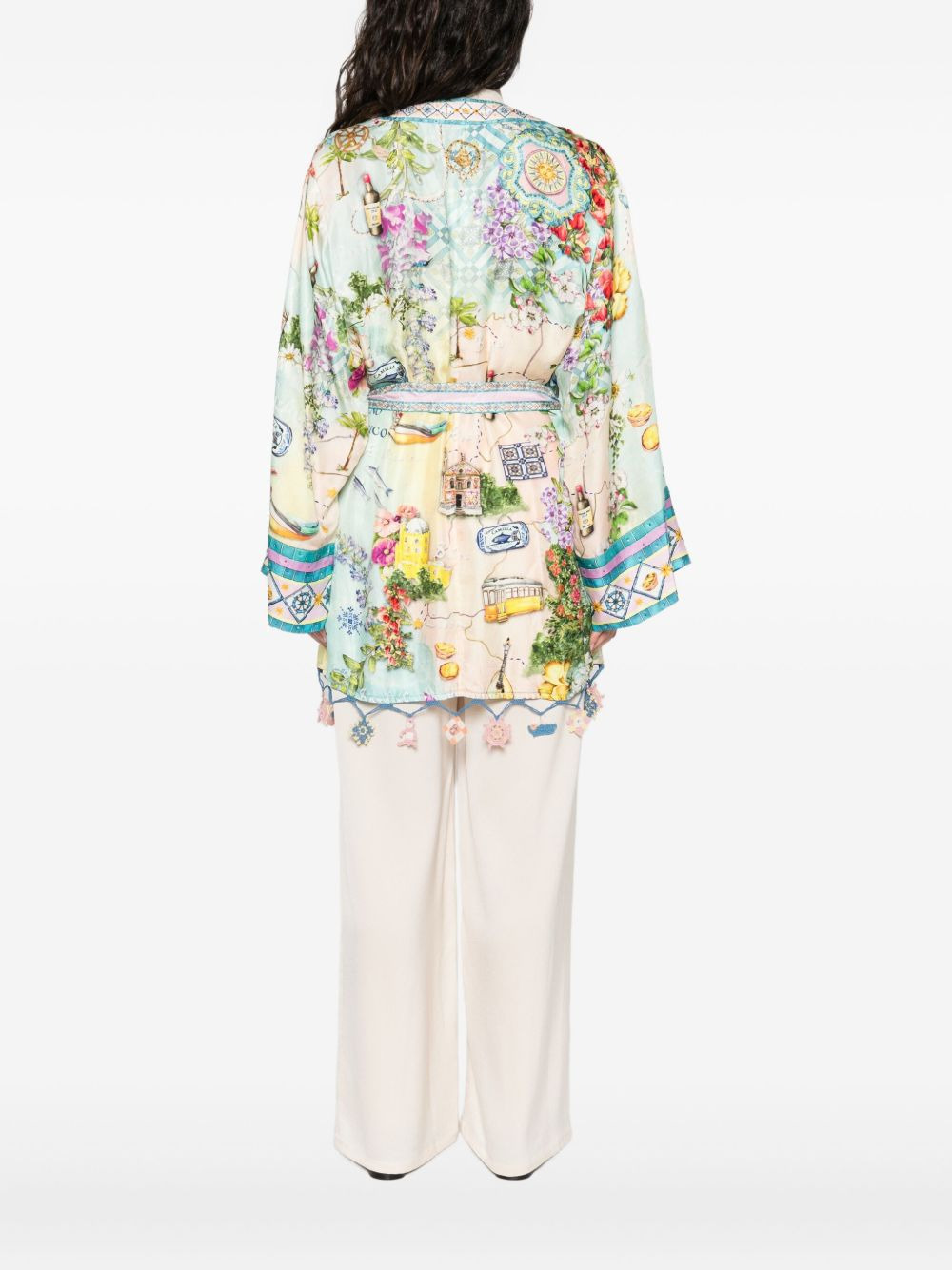 floral-print wrap cape - 4