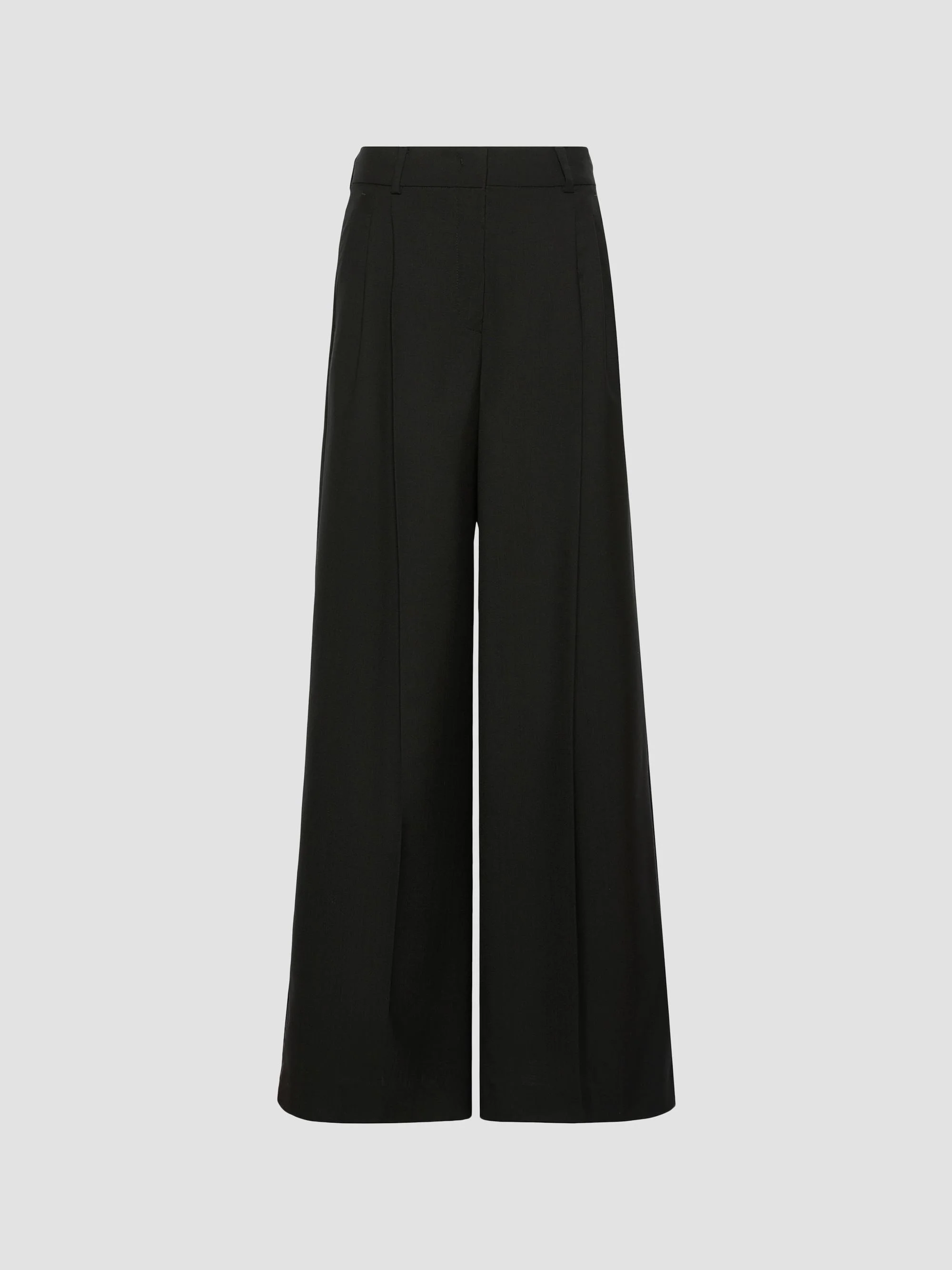 Women's Wide Leg Woollen Cloth Trousers - Black - 1