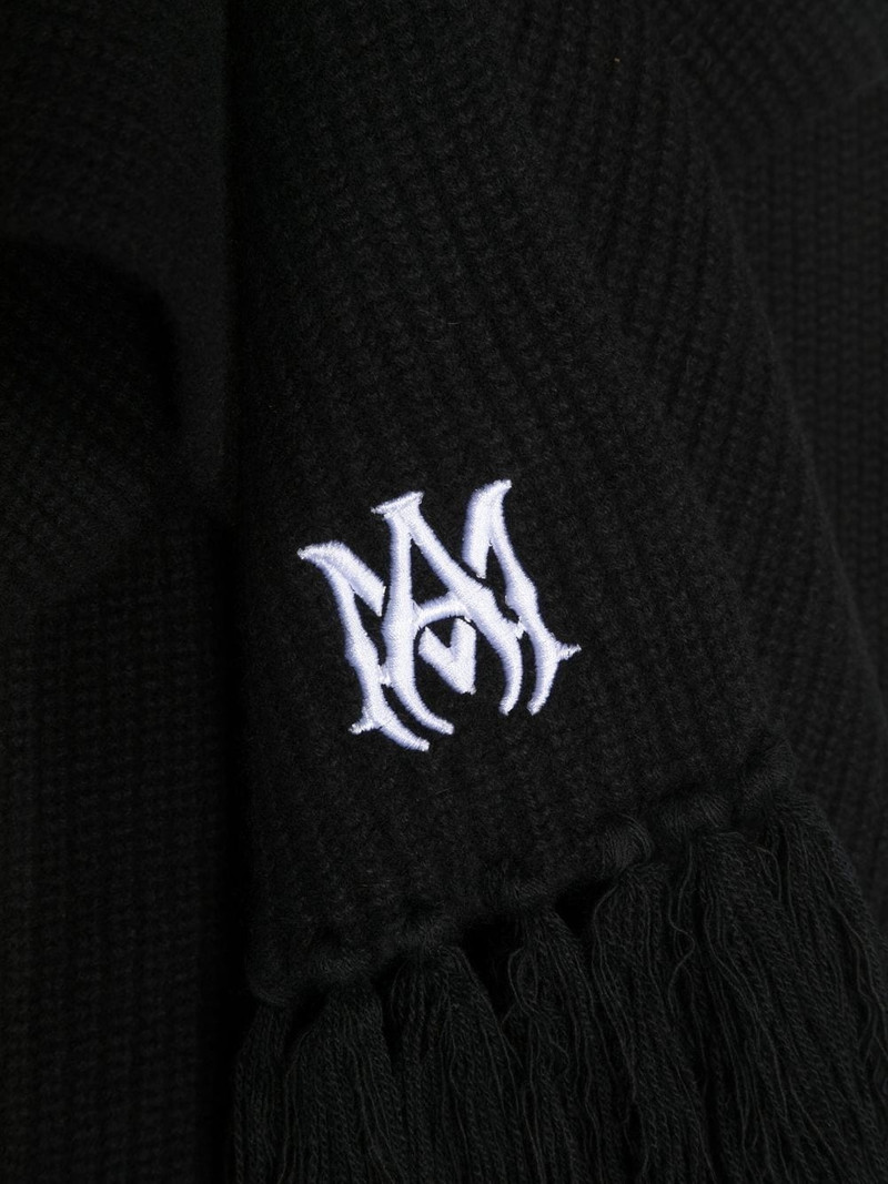 로고 자수 fringed cashmere scarf 3