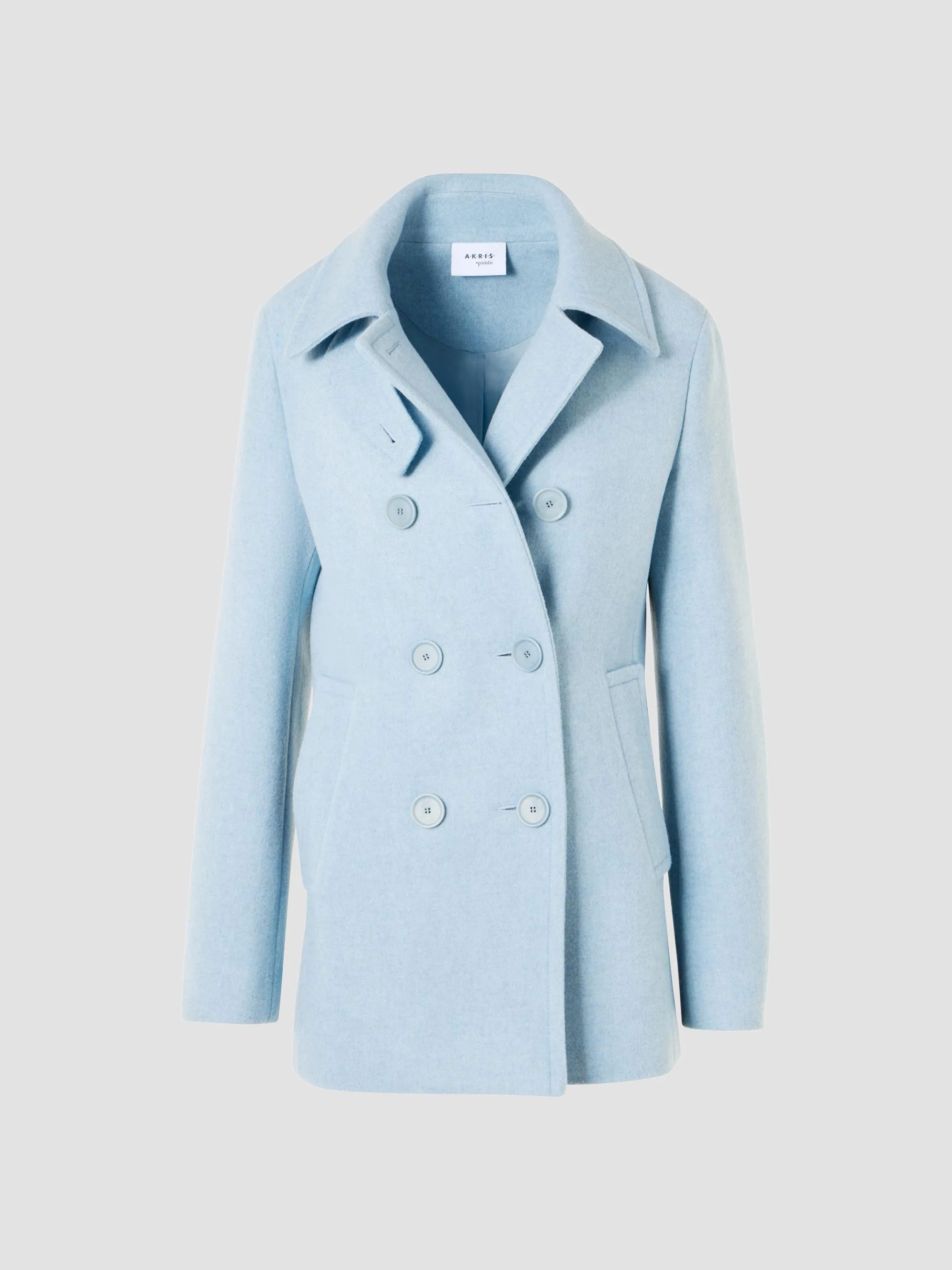 Women's Wool Double-Breasted Peacoat - Light Blue - 1
