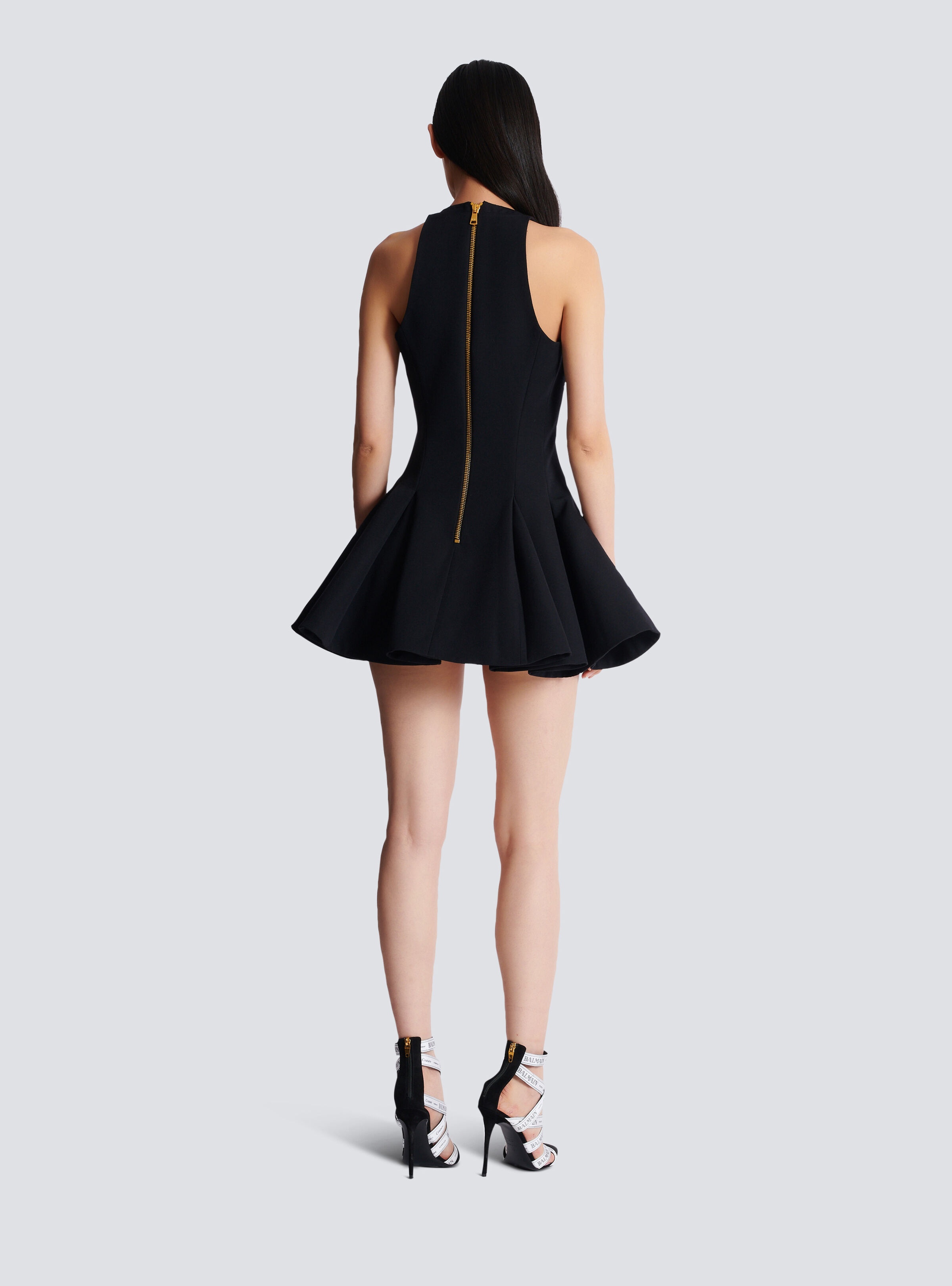 Flared pleated grain de poudre dress - 4