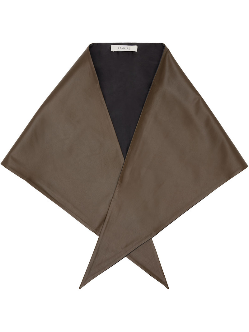 Khaki Large Leather Triangle Scarf 1