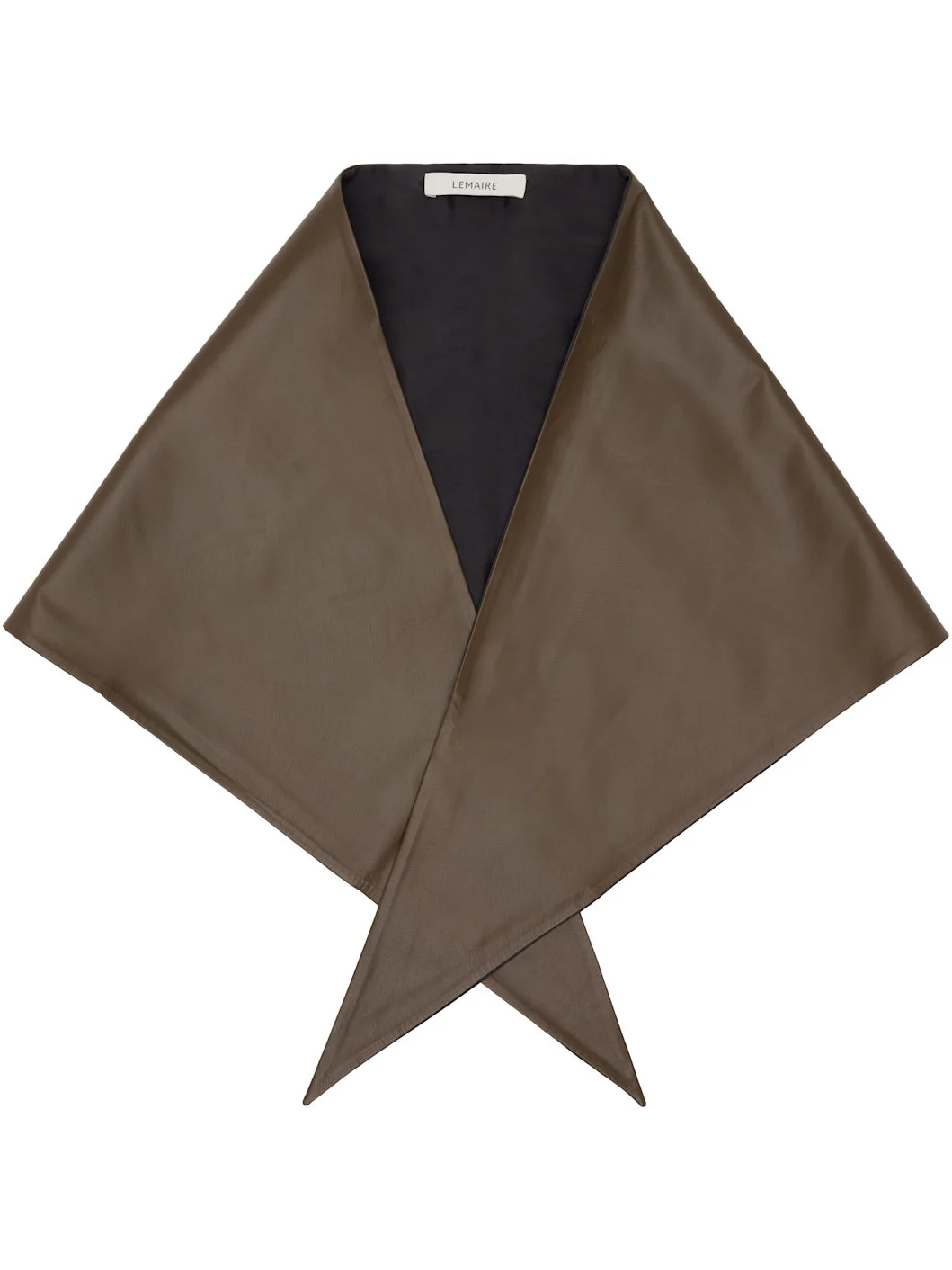 Khaki Large Leather Triangle Scarf - 1