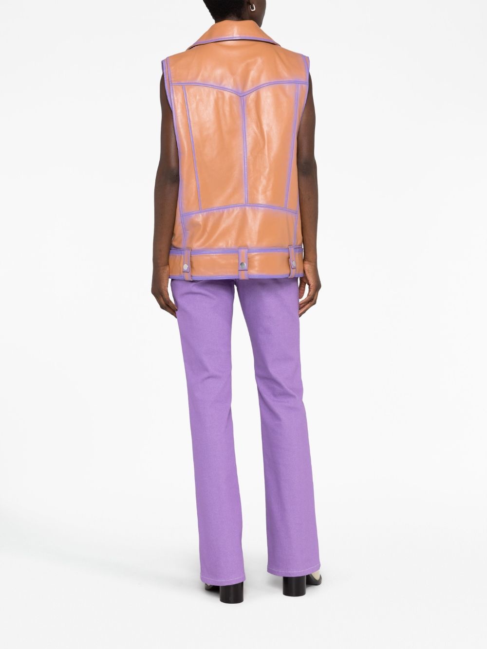 contrast-trim leather vest - 6