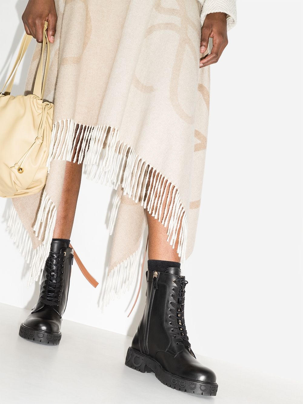 Gancini-motif combat boots - 3