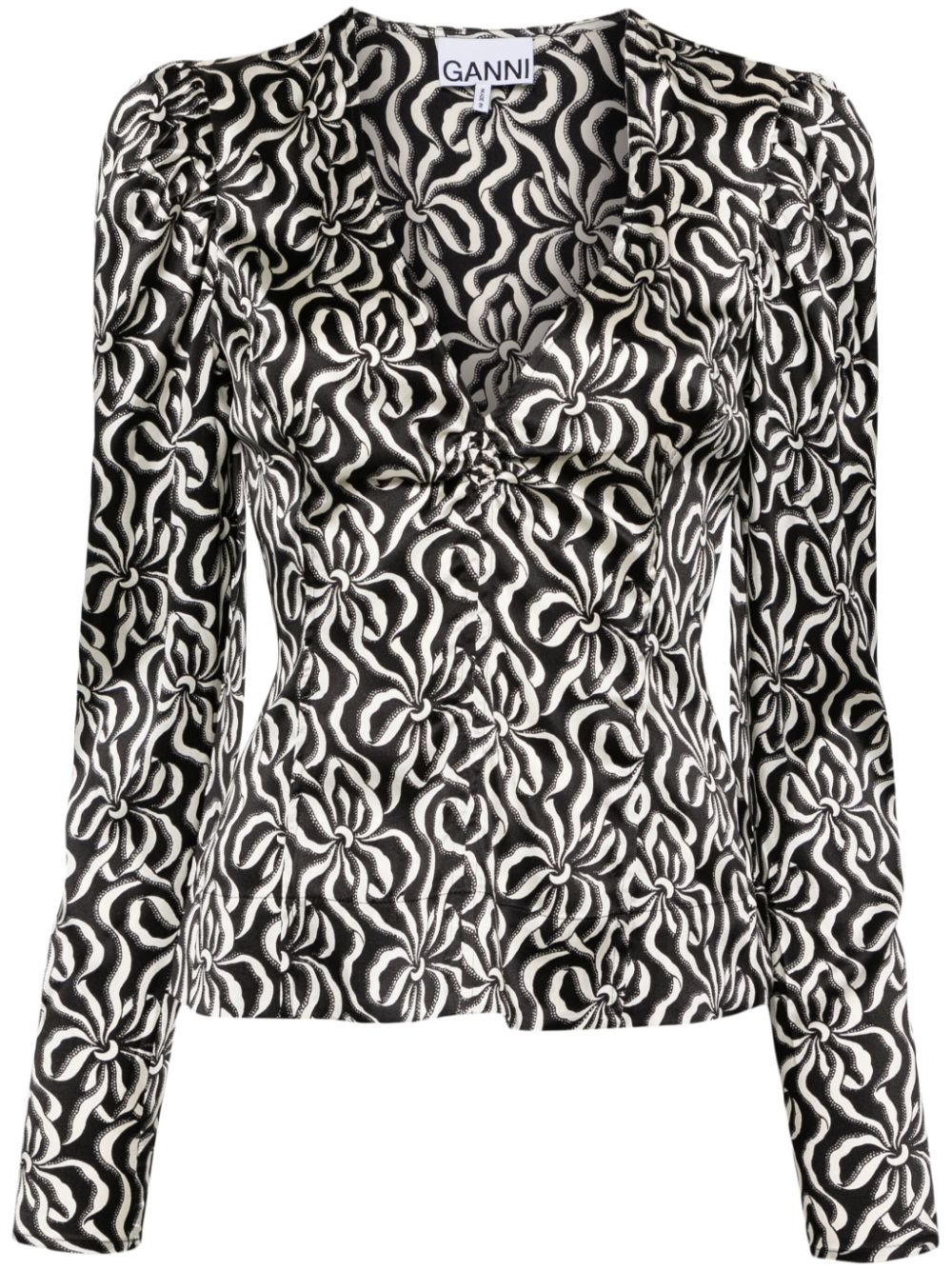 graphic-print silk blouse - 1