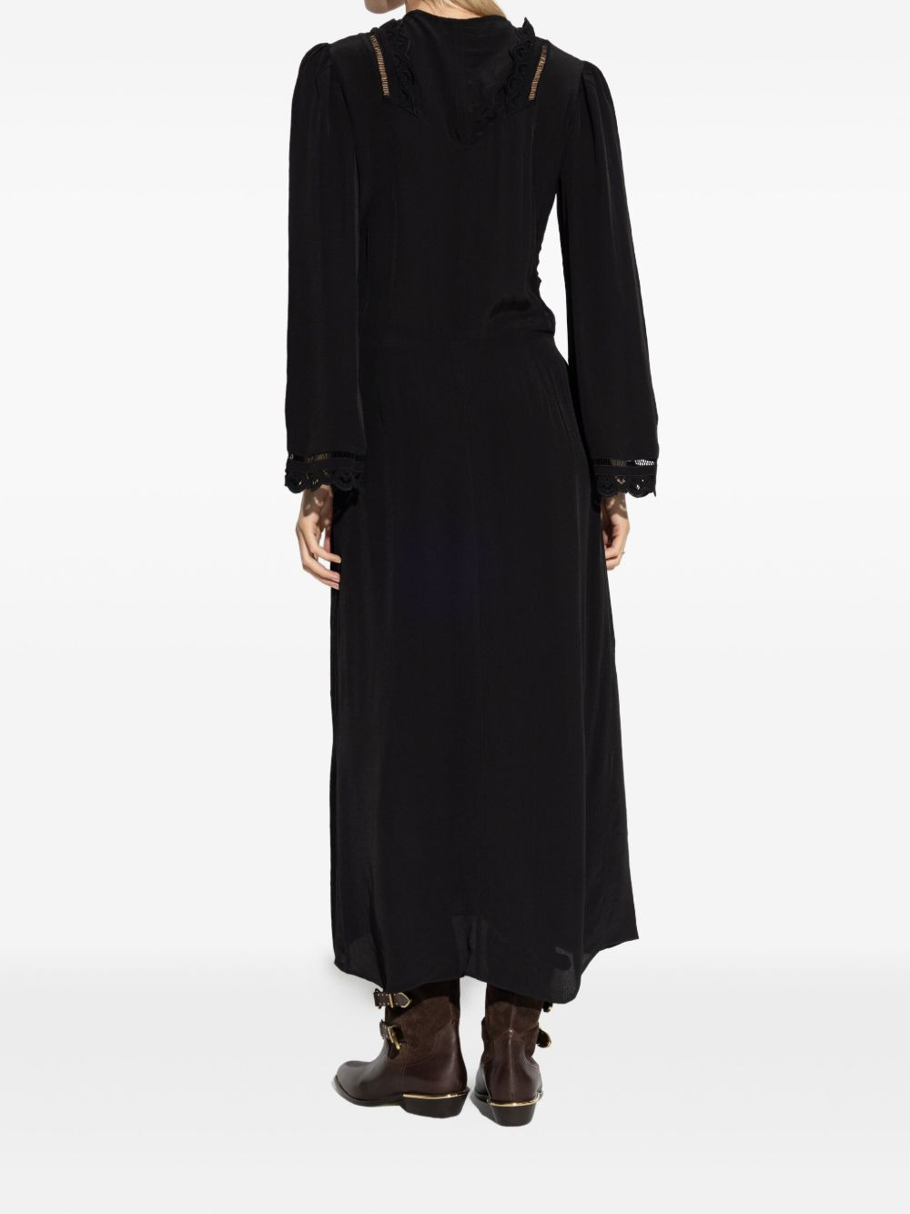 lace-trimmed button-front dress - 3