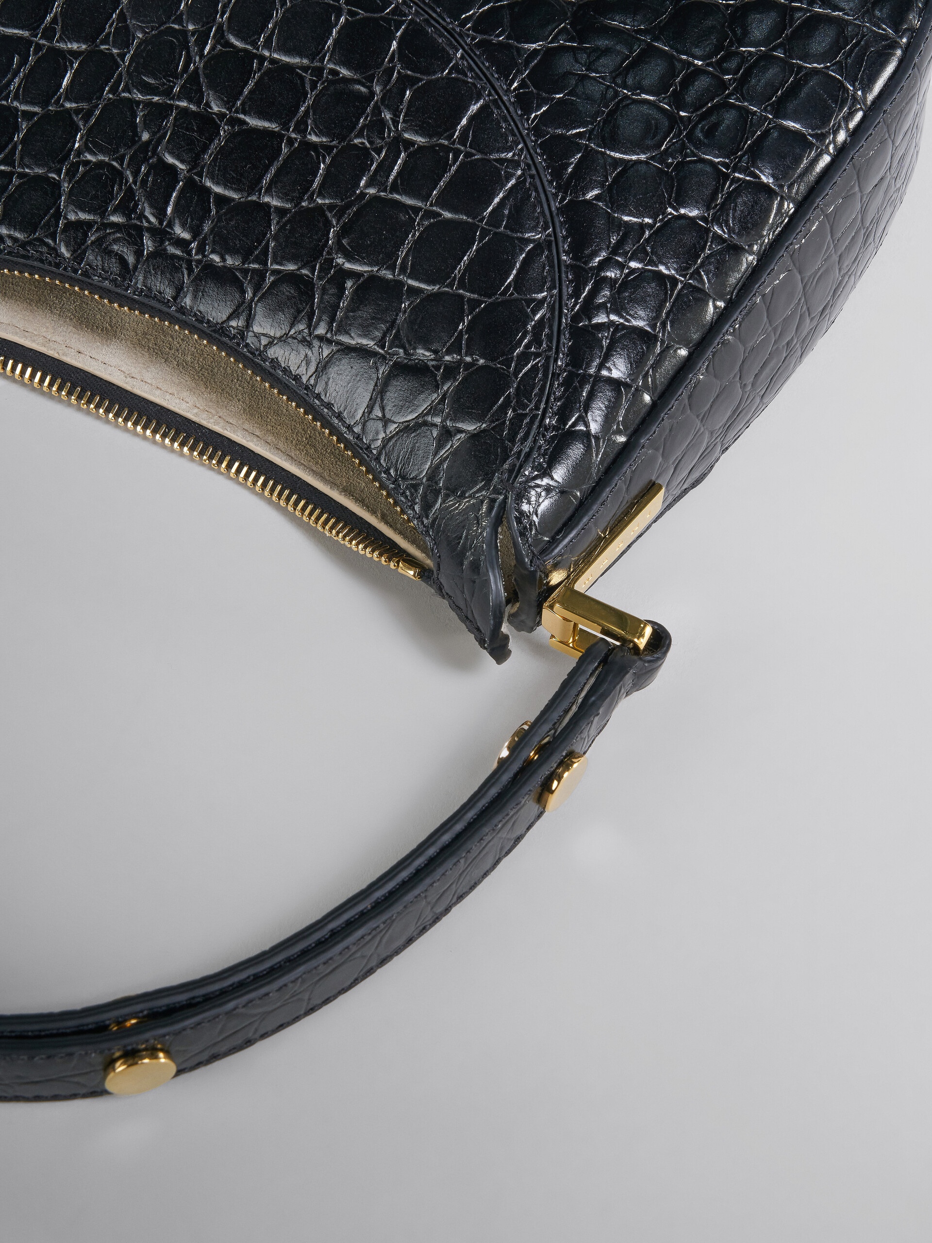 MILANO SMALL BAG IN BLACK CROCO PRINT LEATHER - 4